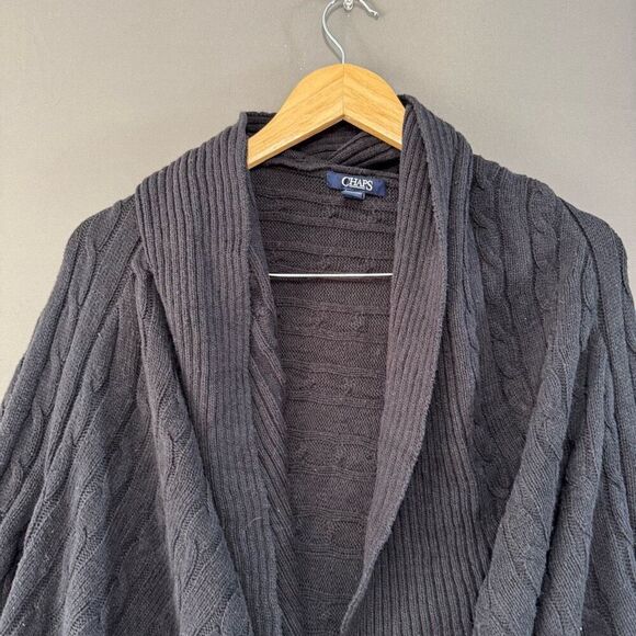 Chaps Ralph Lauren Women’s Black Knit Open Cardigan Sweater Size XL - Picture 2 of 7